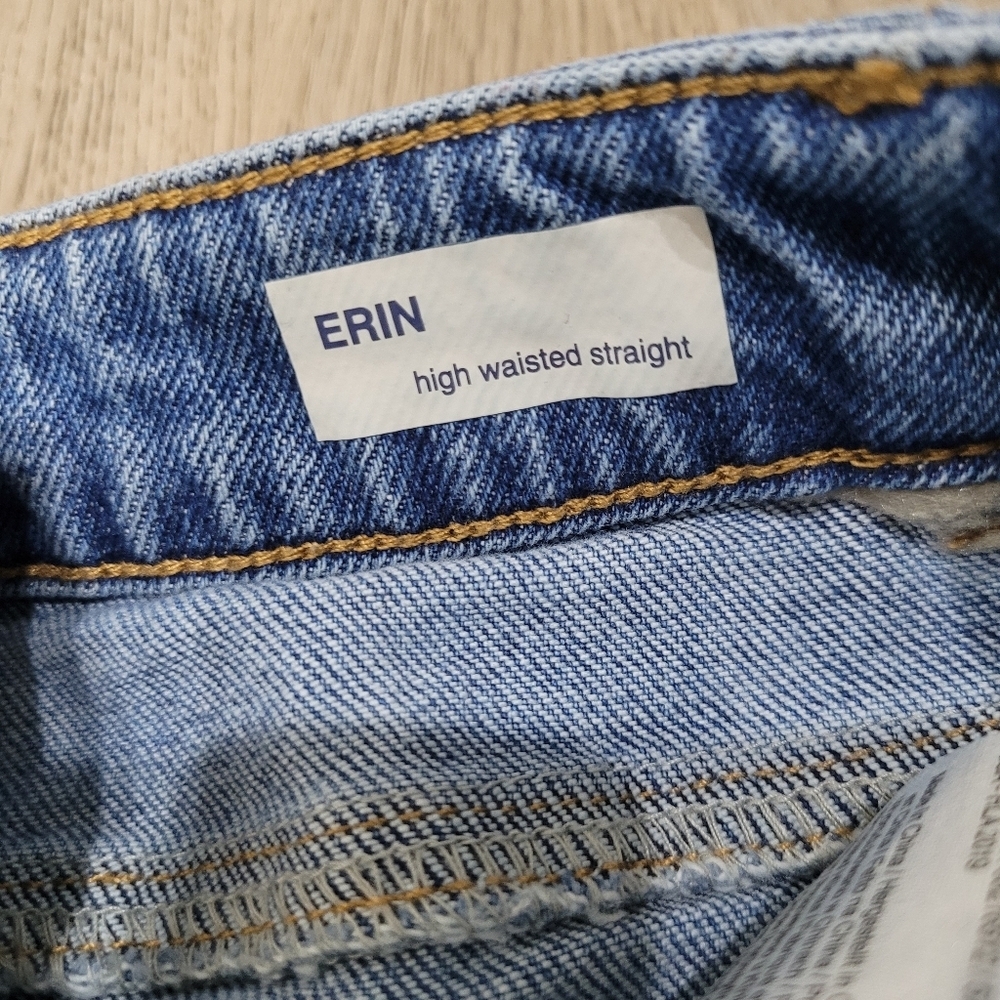 ONLY Erin High Waisted Straight Blue Jeans Size: 25 - Picture 8 of 13